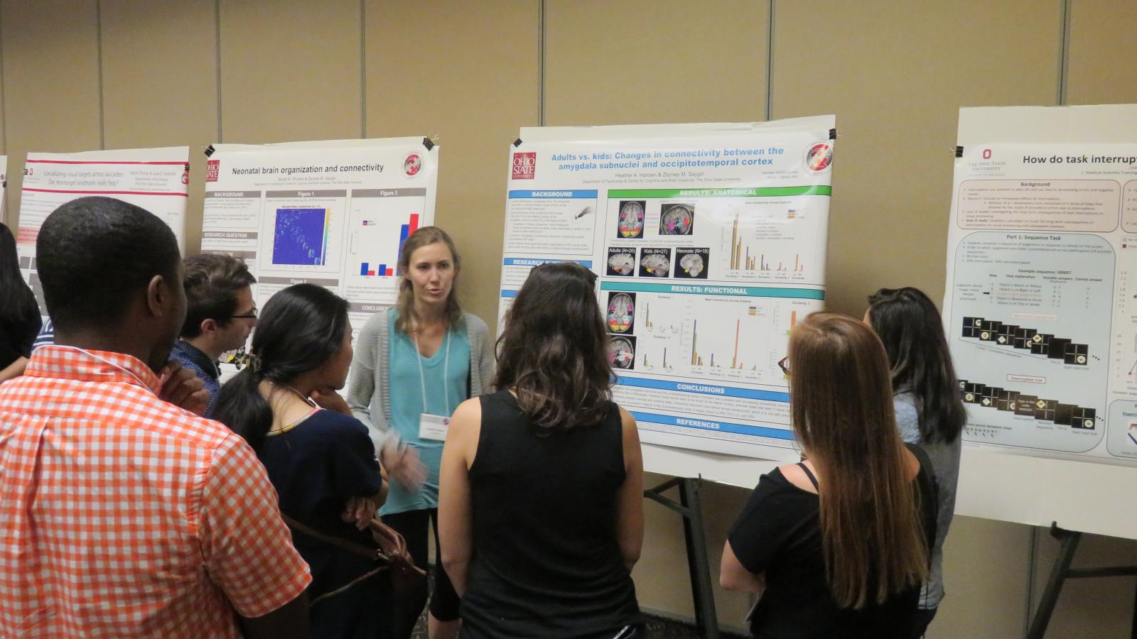 Grad student, Heather Hansen, presents her research at the CCBS Member Fall Retreat Poster session.