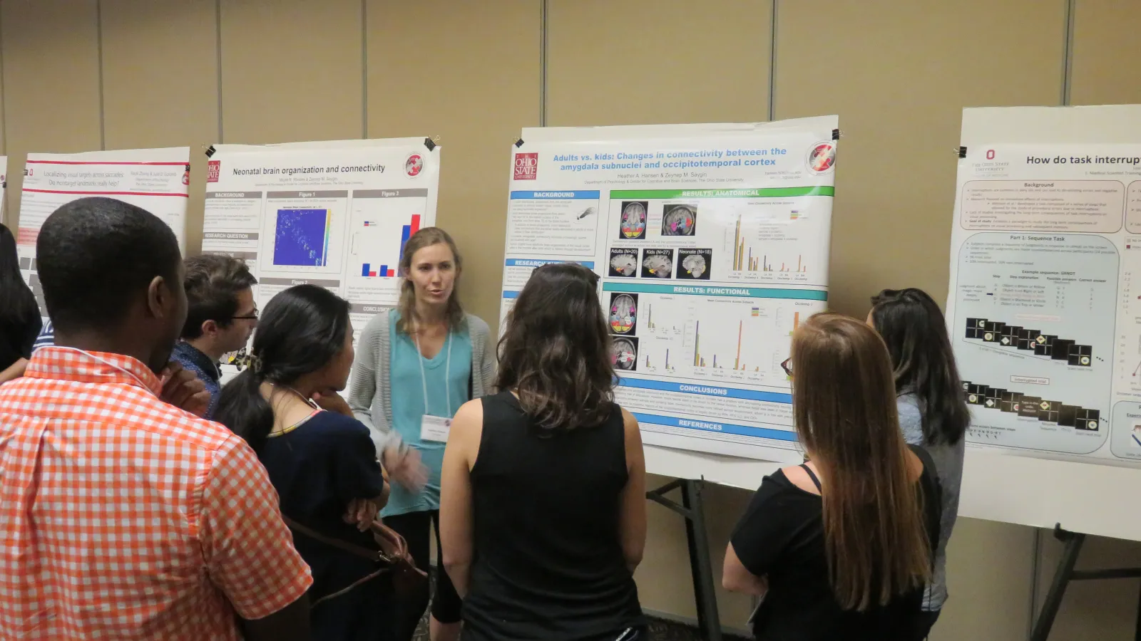 Grad student, Heather Hansen, presents her research at the CCBS Member Fall Retreat Poster session.