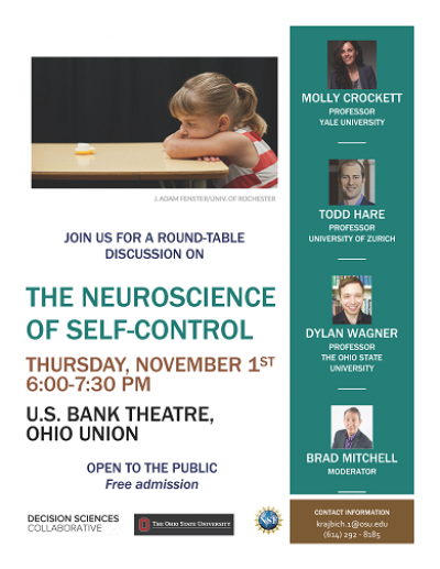 November 1st, 6:00-7:30  pm- The Neuroscience of Self-Control
